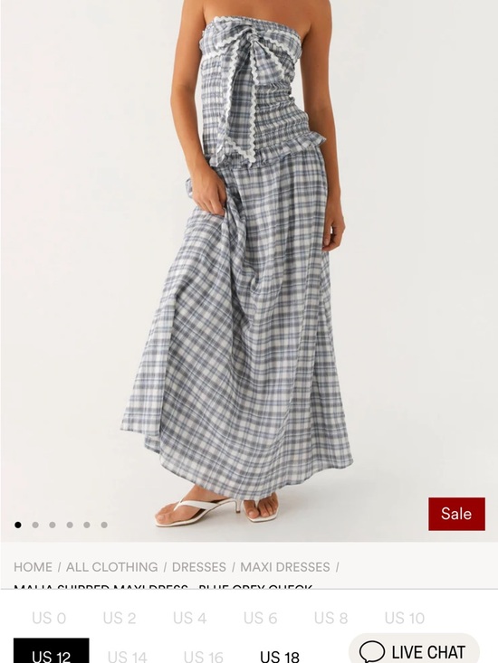 Peppermayo Dresses & Skirts - Peppermayo Blue-Grey Plaid Strapless Maxi Dress